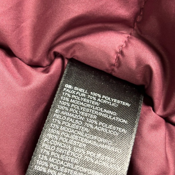 The North Face Winter Parka Faux Fur Hood Belted Jacket Fur Hood Maroon Women XS - Picture 8 of 9